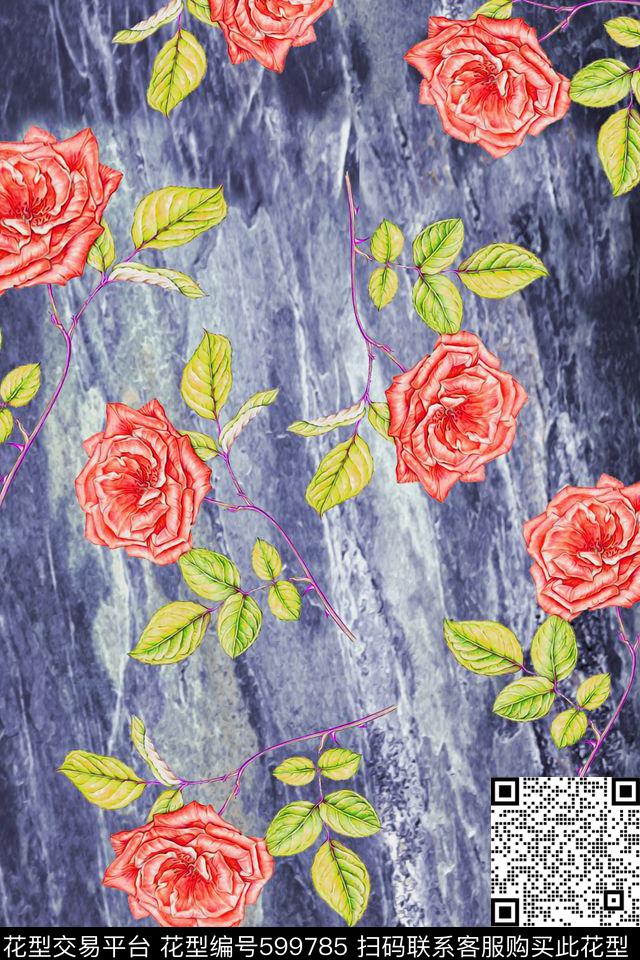 玫瑰花卉家纺数码印花华亿平台下载（图片编号: 599785） - 瓦栏（Walan）
