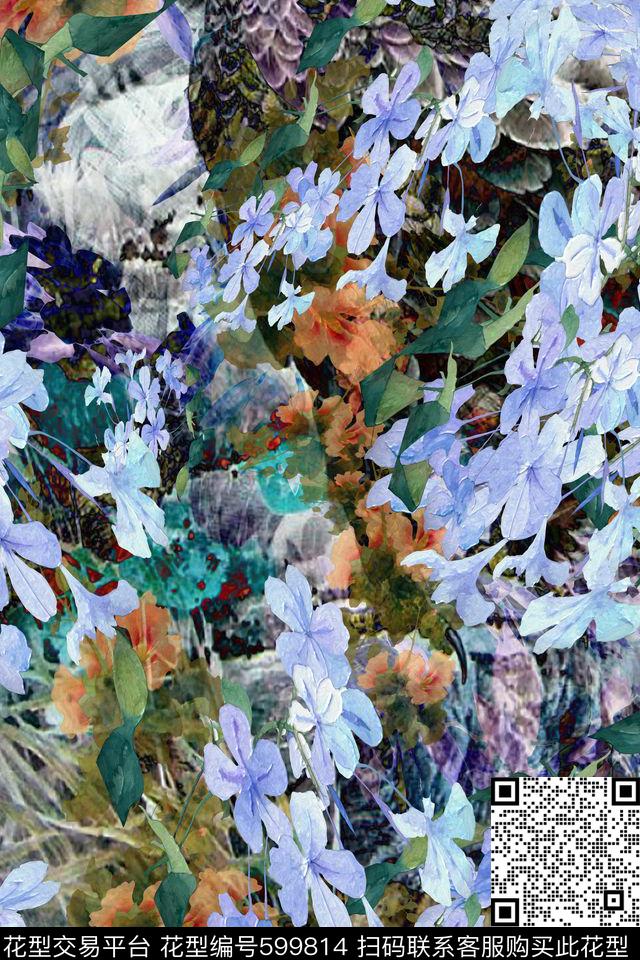 小碎花波西米亚风景数码印花华亿平台下载（图片编号: 599814） - 瓦栏（Walan）