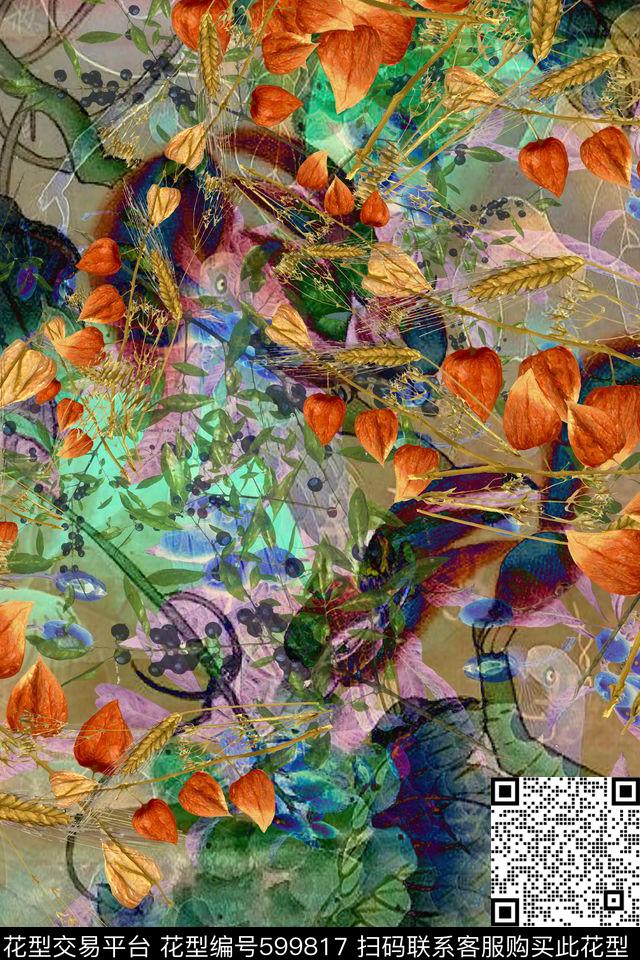 和风波西米亚中国风数码印花华亿平台下载（图片编号: 599817） - 瓦栏（Walan）