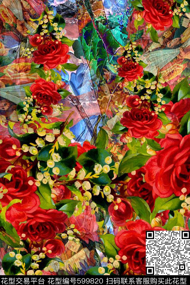 民族风乱花大花数码印花华亿平台下载（图片编号: 599820） - 瓦栏（Walan）