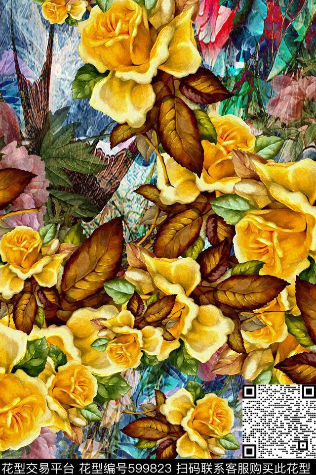 民族风波西米亚大花数码印花华亿平台下载（图片编号: 599823） - 瓦栏（Walan）