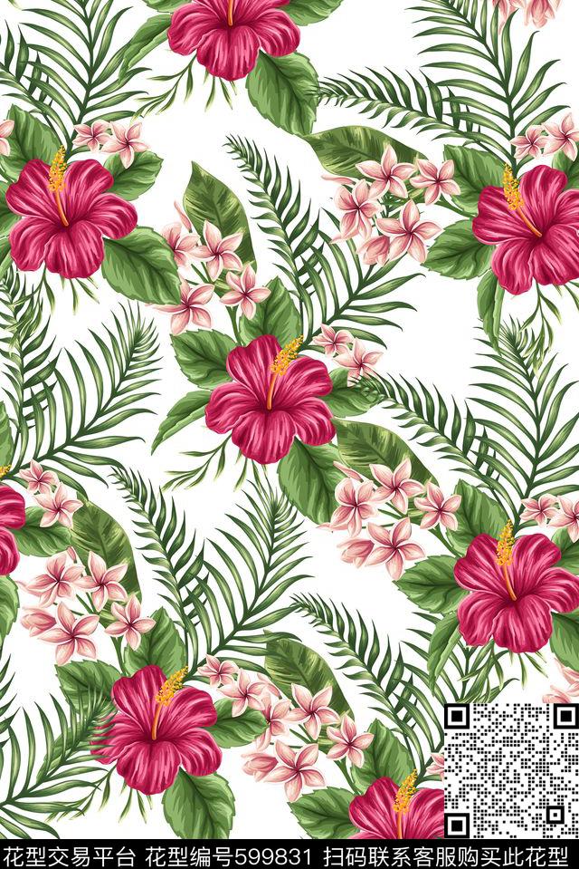 泳装花卉棕榈叶传统印花华亿平台下载（图片编号: 599831） - 瓦栏（Walan）