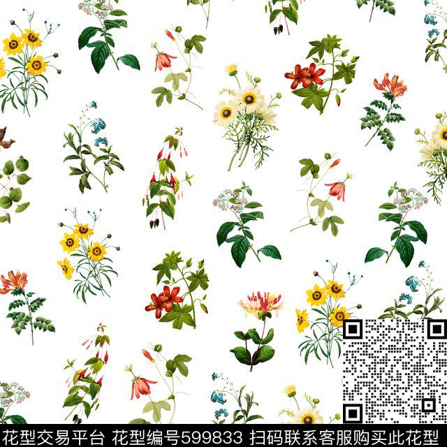 热带花卉时尚数码印花华亿平台下载（图片编号: 599833） - 瓦栏（Walan）