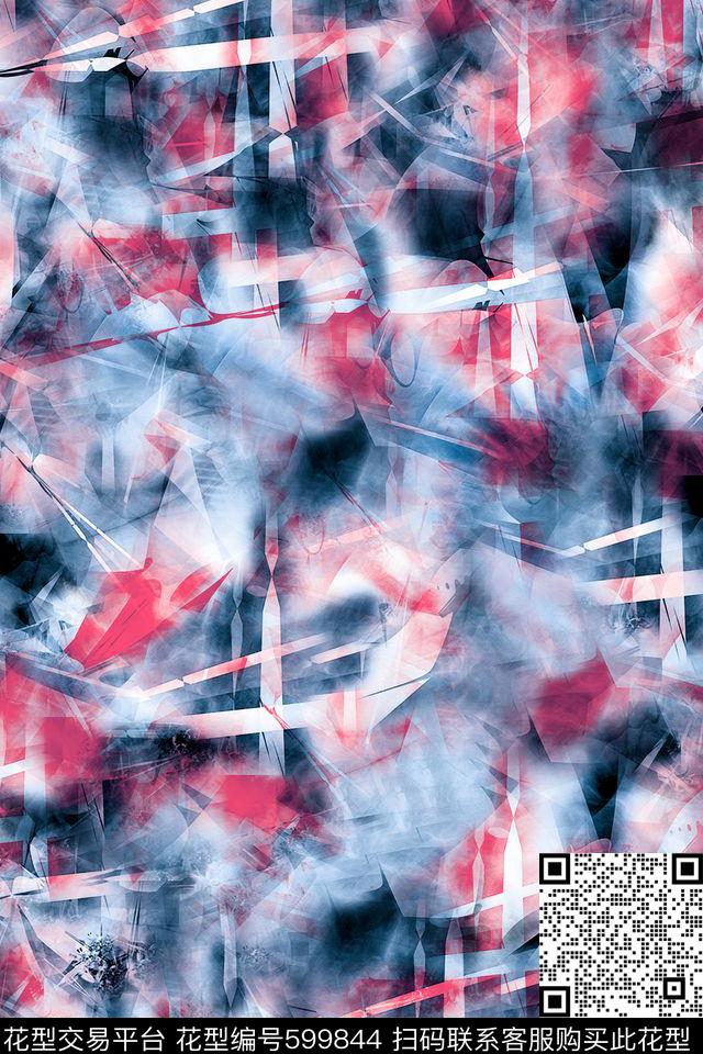 抽象水彩。晕彩刷纹数码印花华亿平台下载（图片编号: 599844） - 瓦栏（Walan）