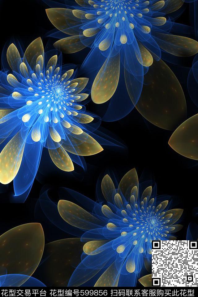 花卉时尚分形艺术数码印花华亿平台下载（图片编号: 599856） - 瓦栏（Walan）