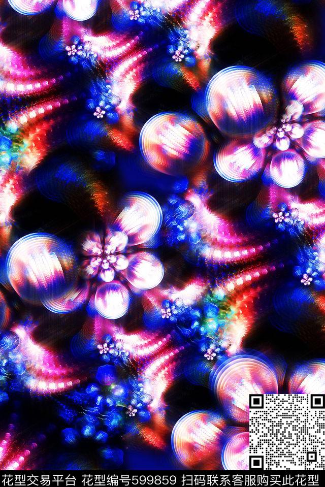 花卉时尚分形艺术数码印花华亿平台下载（图片编号: 599859） - 瓦栏（Walan）