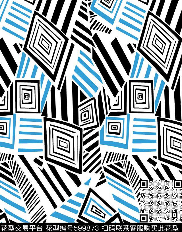 几何条纹方块传统印花华亿平台下载（图片编号: 599873） - 瓦栏（Walan）