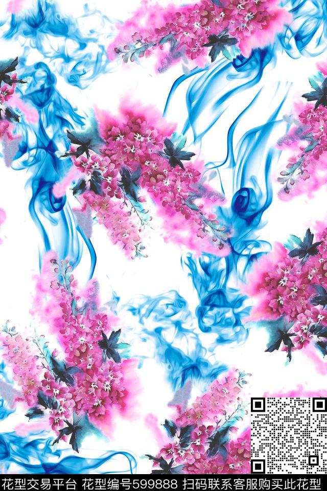 水彩手绘花卉数码印花华亿平台下载（图片编号: 599888） - 瓦栏（Walan）