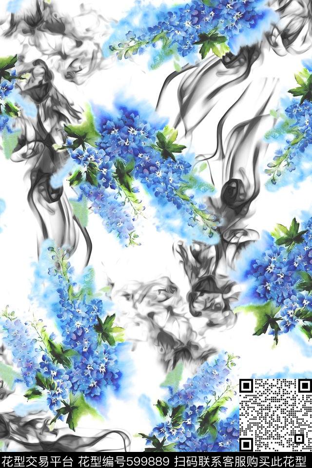 水彩手绘花卉数码印花华亿平台下载（图片编号: 599889） - 瓦栏（Walan）