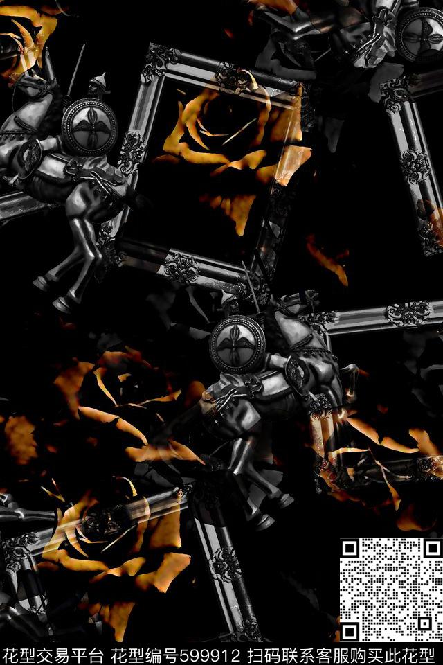 复古男装复古纹理战马数码印花华亿平台下载（图片编号: 599912） - 瓦栏（Walan）