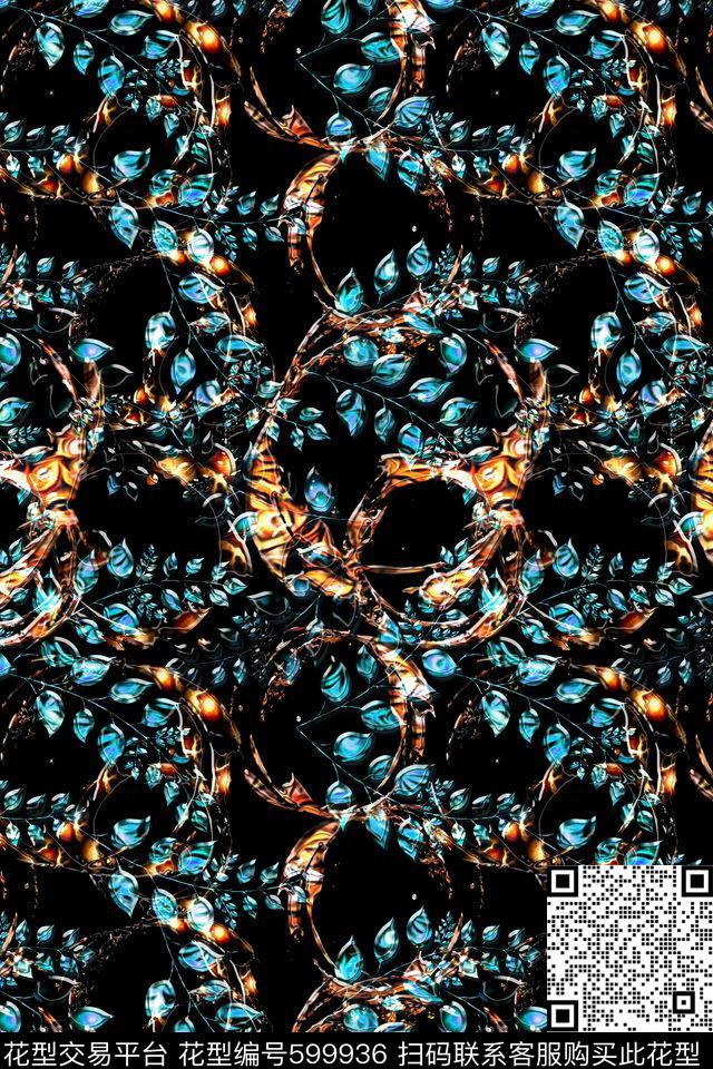 时尚抽象迷幻数码印花华亿平台下载（图片编号: 599936） - 瓦栏（Walan）