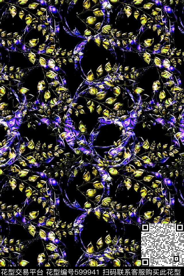 时尚抽象迷幻数码印花华亿平台下载（图片编号: 599941） - 瓦栏（Walan）