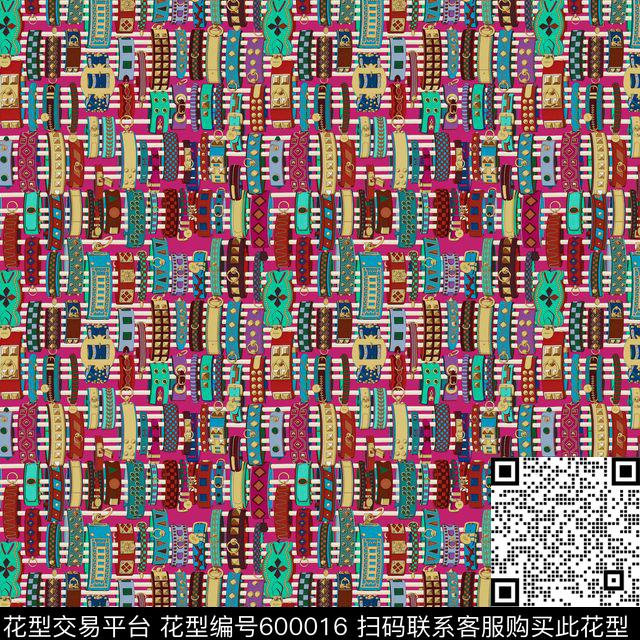 趣味手链手带牛钉挂钩数码印花华亿平台下载（图片编号: 600016） - 瓦栏（Walan）