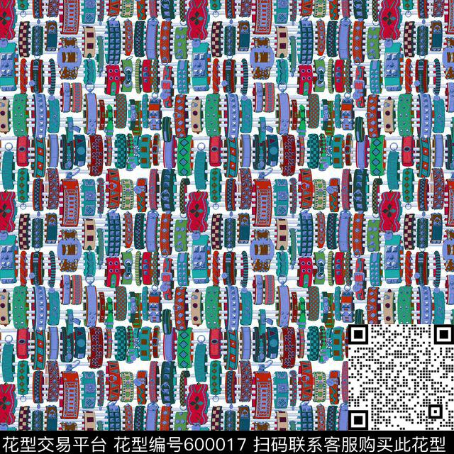 趣味手链手带牛钉挂钩数码印花华亿平台下载（图片编号: 600017） - 瓦栏（Walan）