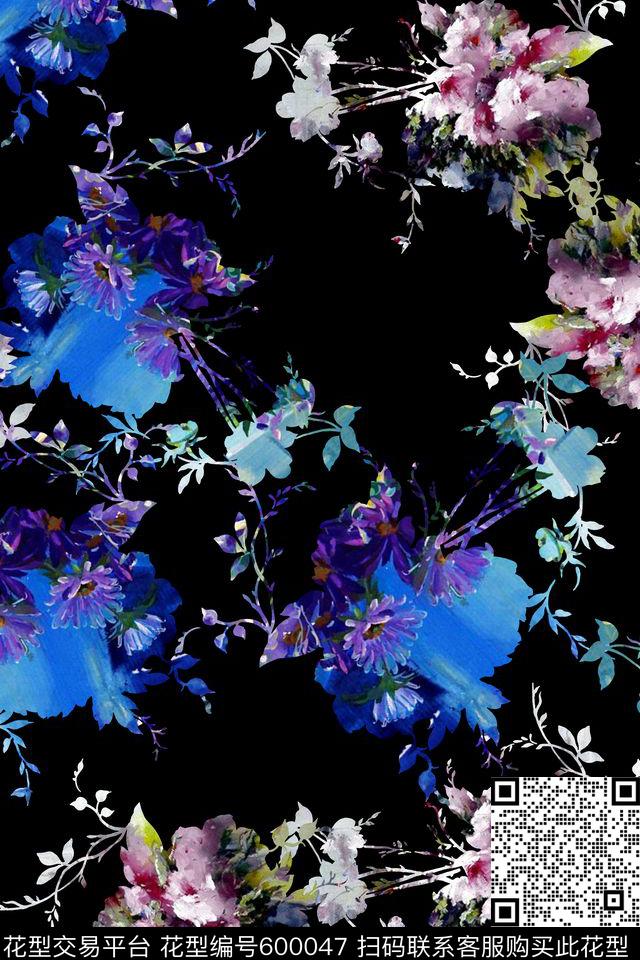 玫瑰花朵花卉数码印花华亿平台下载（图片编号: 600047） - 瓦栏（Walan）