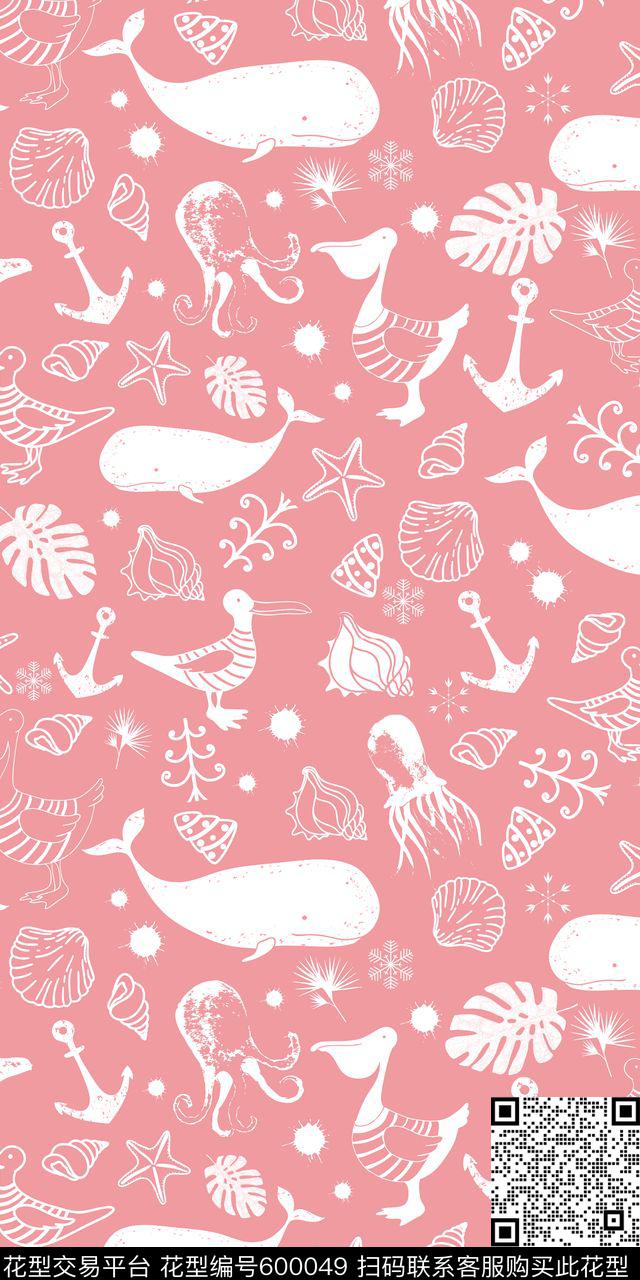 海洋生物植物海洋数码印花华亿平台下载（图片编号: 600049） - 瓦栏（Walan）