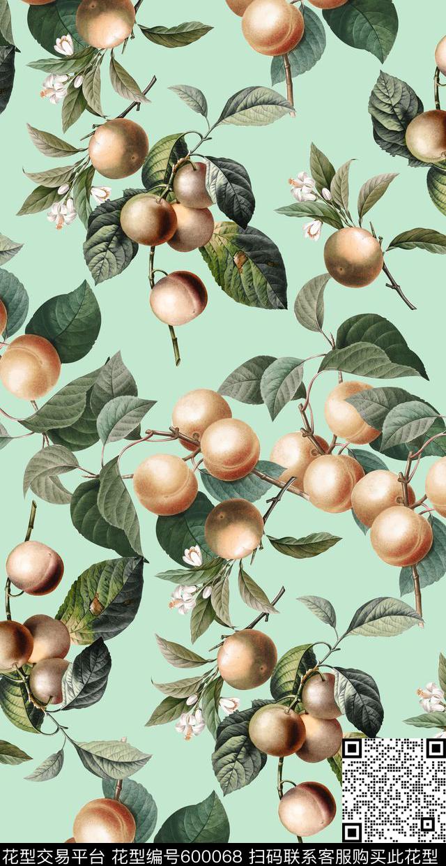 手绘水果复古花卉数码印花华亿平台下载（图片编号: 600068） - 瓦栏（Walan）