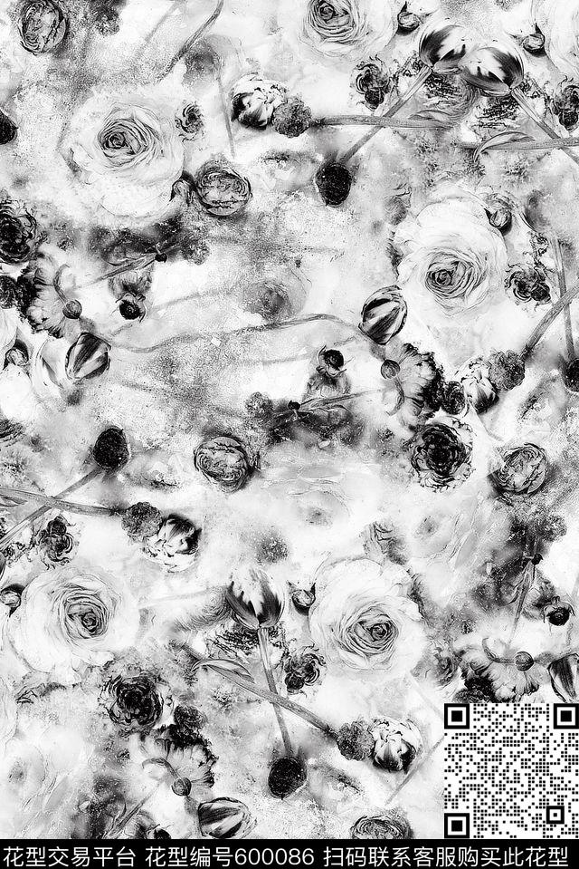 女装笔触艺术数码印花华亿平台下载（图片编号: 600086） - 瓦栏（Walan）