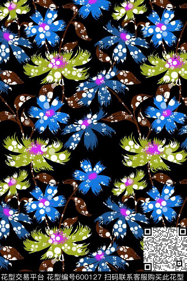 雏菊潮流时尚休闲风传统印花华亿平台下载（图片编号: 600127） - 瓦栏（Walan）