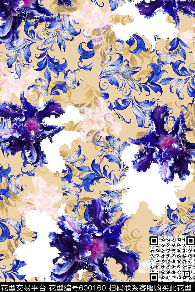 女装花卉欧式花纹数码印花华亿平台下载（图片编号: 600160） - 瓦栏（Walan）
