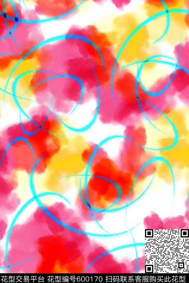 水彩女装几何数码印花华亿平台下载（图片编号: 600170） - 瓦栏（Walan）