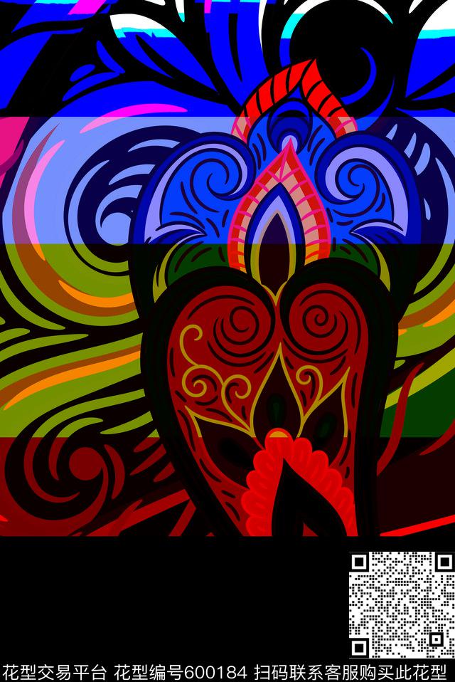 新艺术形式抽象时尚摩登错乱感神秘主义超魔幻现实主义数码印花华亿平台下载（图片编号: 600184） - 瓦栏（Walan）