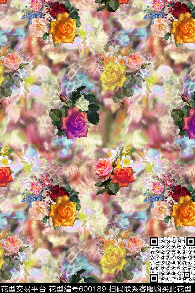 满版动物纹花卉数码印花华亿平台下载（图片编号: 600189） - 瓦栏（Walan）