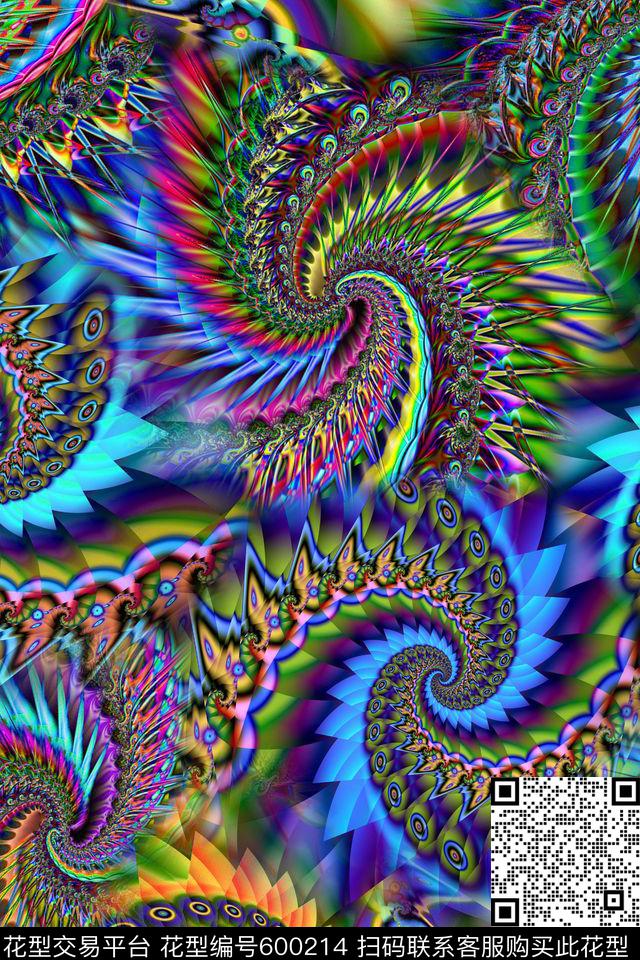 抽象分形漩涡数码印花华亿平台下载（图片编号: 600214） - 瓦栏（Walan）