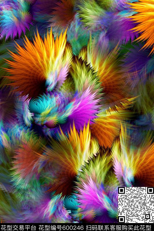 抽象炫彩分形数码印花华亿平台下载（图片编号: 600246） - 瓦栏（Walan）