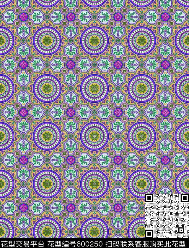 圆圈几何数码印花华亿平台下载（图片编号: 600250） - 瓦栏（Walan）