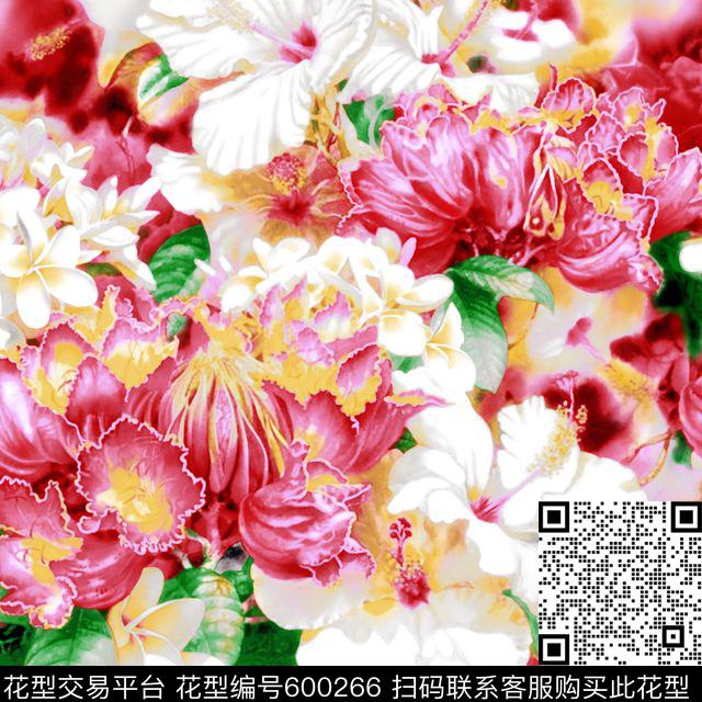 满底大气花卉数码印花华亿平台下载（图片编号: 600266） - 瓦栏（Walan）
