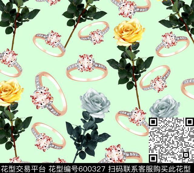 玫瑰花花卉重金属数码印花华亿平台下载（图片编号: 600327） - 瓦栏（Walan）