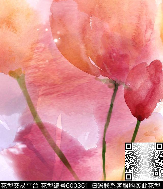 水粉花卉超现实主义数码印花华亿平台下载（图片编号: 600351） - 瓦栏（Walan）