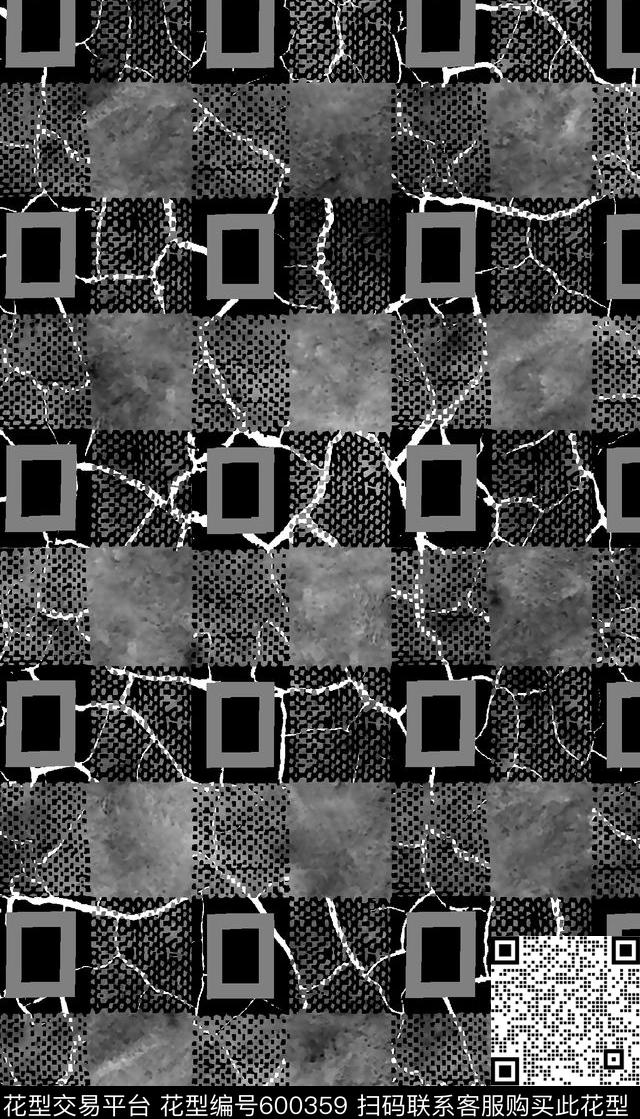 抽象纹理格子男装衬衫数码印花华亿平台下载（图片编号: 600359） - 瓦栏（Walan）