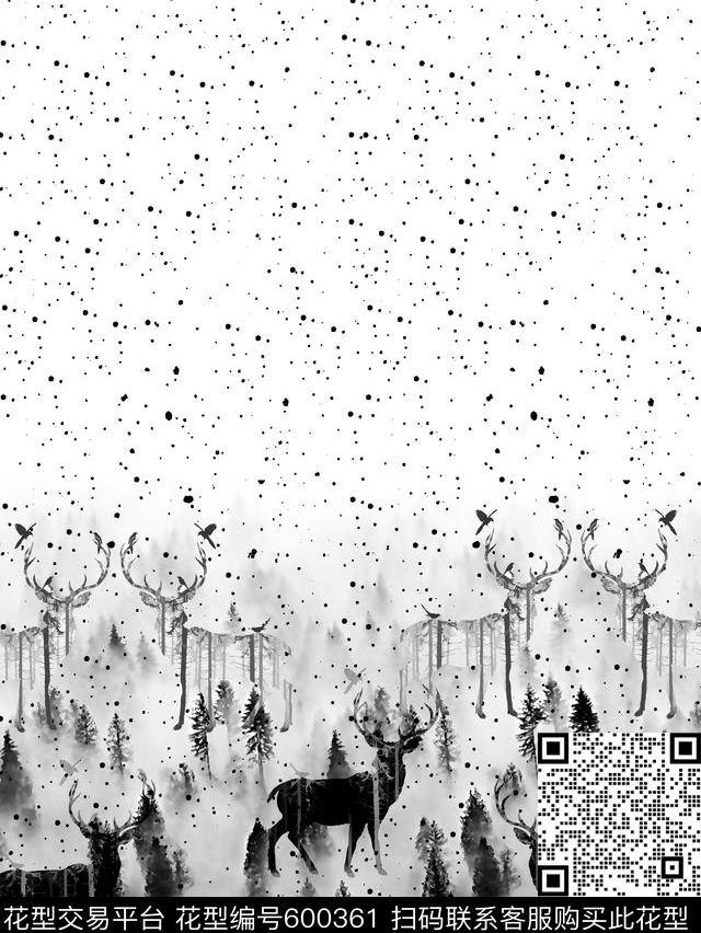 森林同鹿群男装衬衫数码印花华亿平台下载（图片编号: 600361） - 瓦栏（Walan）