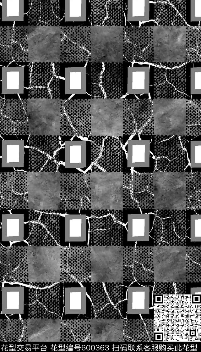 抽象纹理格子男装衬衫数码印花华亿平台下载（图片编号: 600363） - 瓦栏（Walan）
