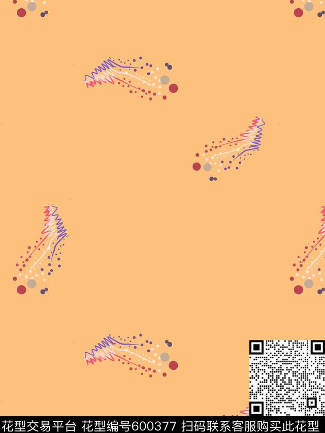 手绘抽象服装数码印花华亿平台下载（图片编号: 600377） - 瓦栏（Walan）