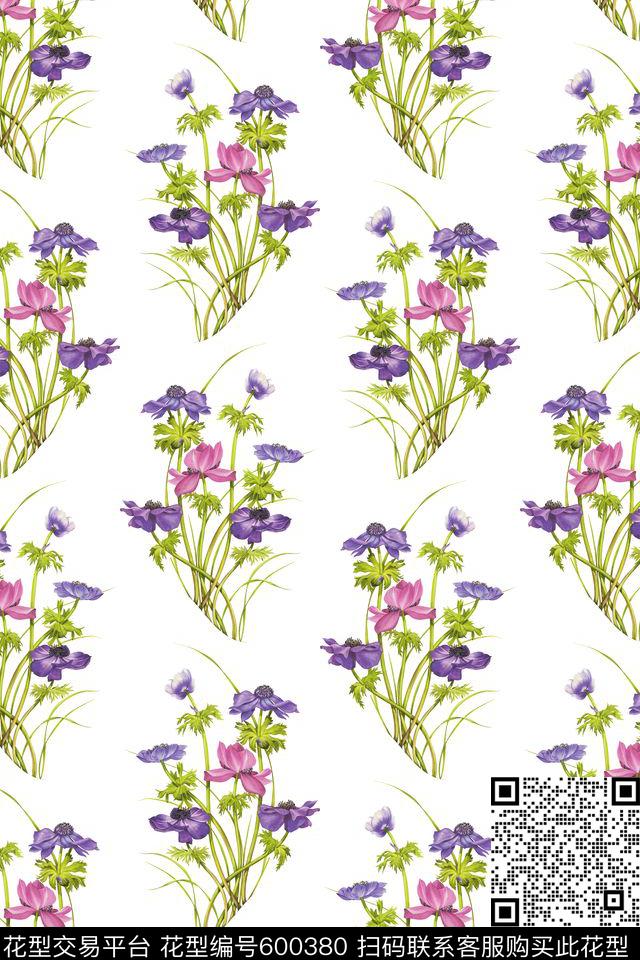 莲花花朵小碎花数码印花华亿平台下载（图片编号: 600380） - 瓦栏（Walan）