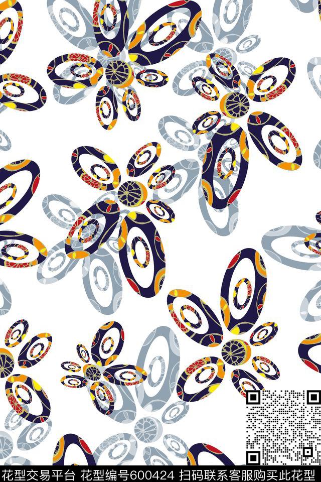 花卉模样大花花朵传统印花华亿平台下载（图片编号: 600424） - 瓦栏（Walan）