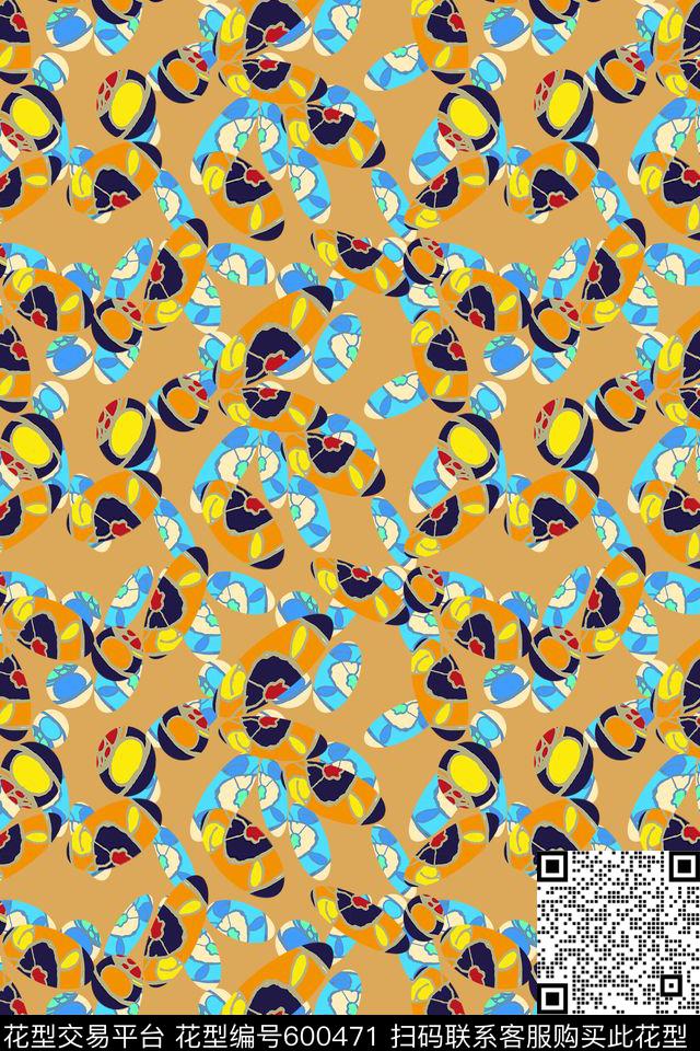 风格花卉趣味图案抽象风格传统印花华亿平台下载（图片编号: 600471） - 瓦栏（Walan）