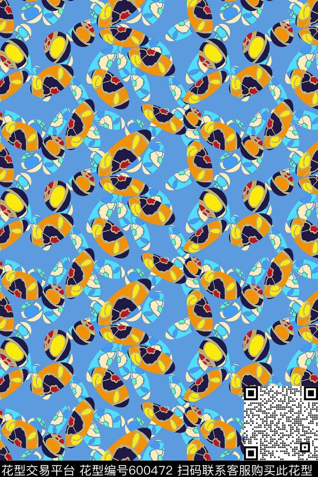 风格花卉趣味图案抽象风格传统印花华亿平台下载（图片编号: 600472） - 瓦栏（Walan）