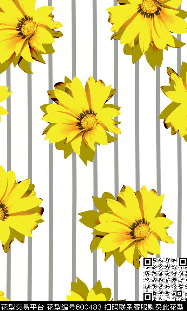 雏菊花卉花朵数码印花华亿平台下载（图片编号: 600483） - 瓦栏（Walan）
