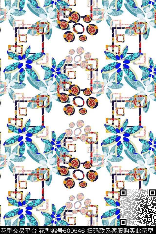 格子抽象风格风格花卉数码印花华亿平台下载（图片编号: 600546） - 瓦栏（Walan）