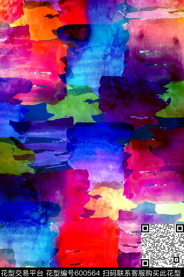 抽象炫彩水彩肌理印花华亿平台下载（图片编号: 600564） - 瓦栏（Walan）