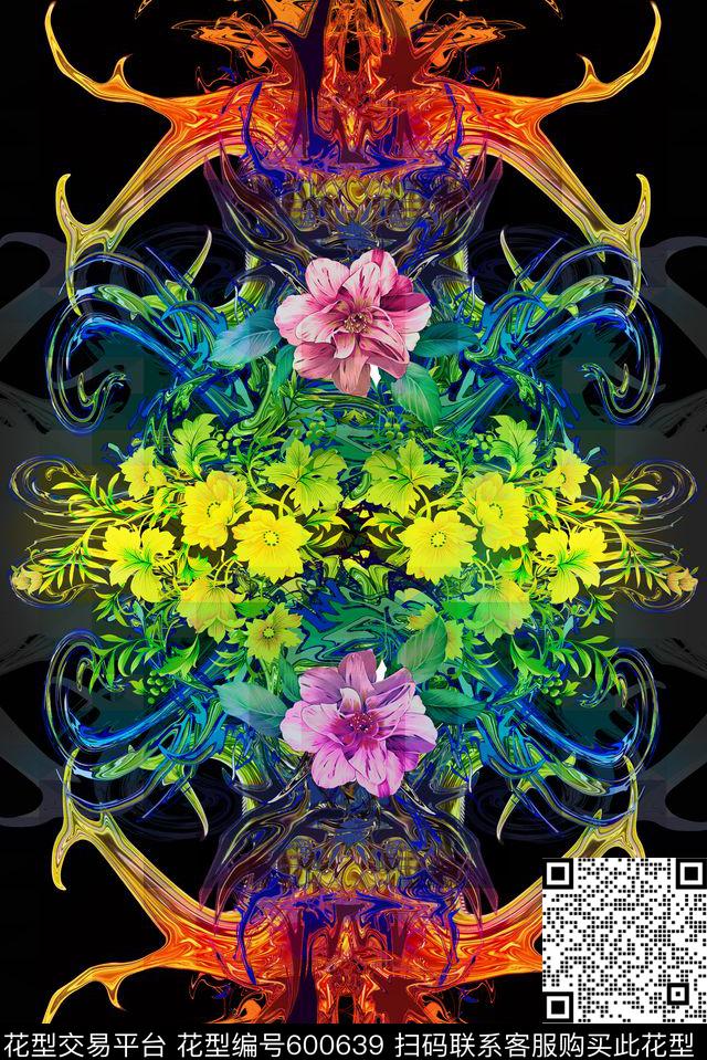 零点--女装抽象时尚数码印花华亿平台下载（图片编号: 600639） - 瓦栏（Walan）