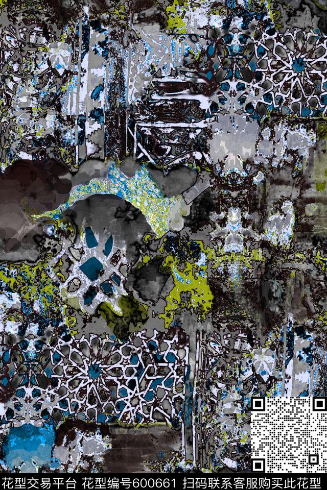 笔触手绘肌理数码印花华亿平台下载（图片编号: 600661） - 瓦栏（Walan）