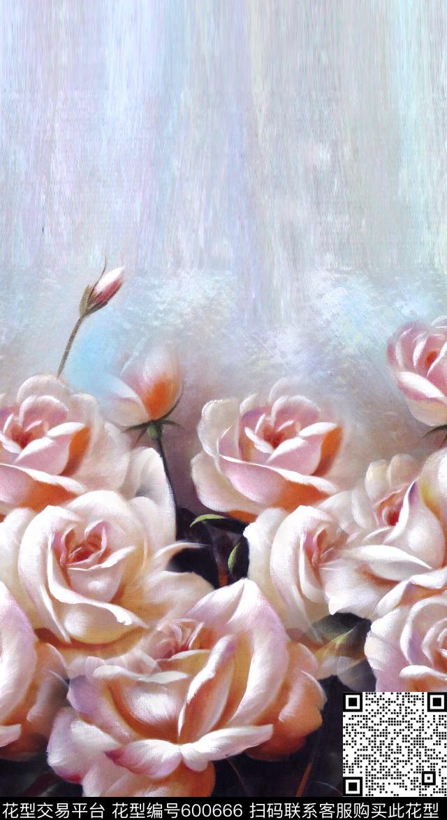 时尚花朵花卉数码印花华亿平台下载（图片编号: 600666） - 瓦栏（Walan）