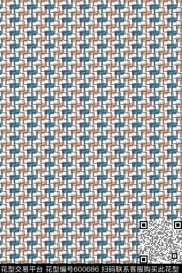 男装衬衫几何传统印花华亿平台下载（图片编号: 600686） - 瓦栏（Walan）