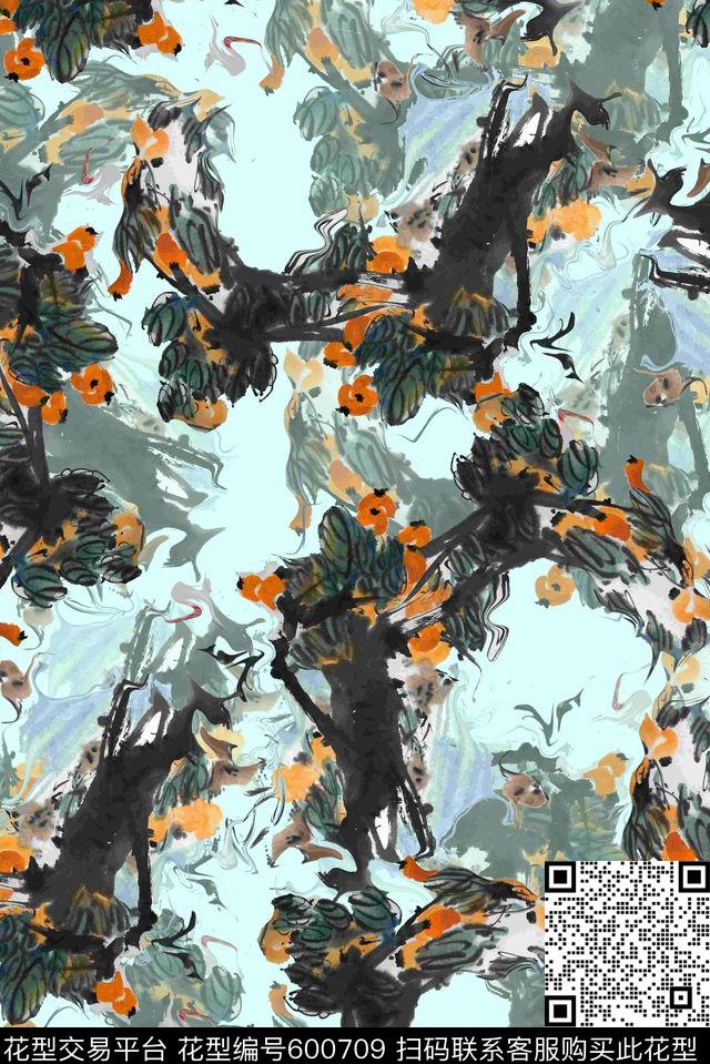 中国风♥红桃A〖中国风韵〗水墨数码印花华亿平台下载（图片编号: 600709） - 瓦栏（Walan）