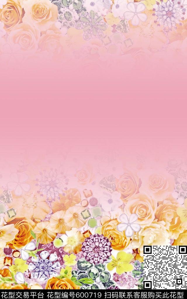 渐变花卉女装数码印花华亿平台下载（图片编号: 600719） - 瓦栏（Walan）